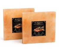 Slateex Lot de 2 pierres de sel de l'Himalaya 20 × 20 × 2,5 cm (2,3 kg chacune) - Plaque de sel naturelle sans produits chimiques - Pierre à griller pour viande, poisson, légumes et desserts