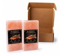Slateex Pierre à sel de l'Himalaya - 20 x 10 x 2,5 cm - Plaques de sel pur pour griller et cuisiner - Produit naturel sans additifs - Pour steak, poisson, légumes et desserts