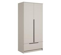 Slavia Maison Armoire Chambre Spirit 2D, Dressing Chambre Adulte avec Tiroir Extensible, Penderie Porte Manteau Intégrée, Grand Dressing, Poignées Métalliques, Stratifié, Beige Cachemire
