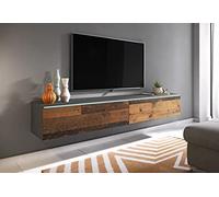 Slavia Maison Ensemble Meuble TV, Meuble TV avec Rangement, Meuble TV Lowboard D180, Banc TV Suspendu ou sur Pieds, sans Poignées, Stratifié, Corps Matera et Façades Old Style
