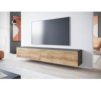 Slavia Maison Ensemble Meuble TV, Meuble TV avec Rangement, Meuble TV Lowboard D180, Banc TV Suspendu ou sur Pieds, sans Poignées, Stratifié, Corps Matera et Façades Châtaignier