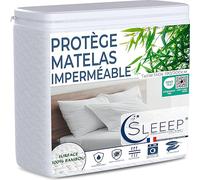 SLEEEP Protège Matelas 140x200 Fibre de Bambou Format Drap Housse | Oeko-Tex, Bonnet 30cm, 100% Imperméable, Ultra Douce, Anti Acarien