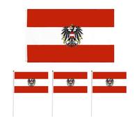 SLEEKEE 1 Drapeau Autriche Armoiries D'État Aigle 90 Cm X 150 Cm Avec 3 Petits Drapeaux Autrichiens Agités À La Main 14 Cm X 21 Cm Rouge Blanc Rouge