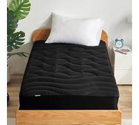 SLEEP ZONE Surmatelas rafraîchissant pour lit Simple, Housse zonée de qualité supérieure, protège-Matelas épais, rembourré, Respirant, Lavable, Poche Profonde de 20,3 à 53,3 cm (Noir, lit Simple)