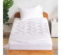 SLEEP ZONE Surmatelas rafraîchissant pour lit Simple - Protège-Matelas matelassé zoné de qualité supérieure - Lavable en Machine - Durable - Poche Profonde de 20,3 à 53,3 cm (Blanc, lit Simple)