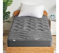 SLEEP ZONE Twin XL Cooling Mattress Topper for College Dorm, Premium Zoned Cool Mattress Pad Cover, Padded Mattress Protector Breathable Washable, Deep Pocket 8-21" (Grey, Twin XL)