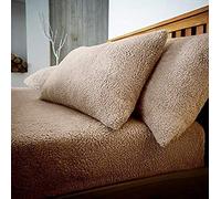 Sleepdown Drap-Housse en Polaire Unie, Chaude, Confortable et Super Douce - 2 Places - Naturel