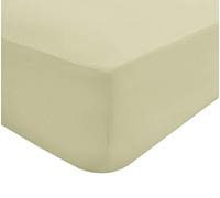 Sleepdown Drap-Housse uni en Percale de Polycoton 180 Fils/cm² - Facile d'entretien - 32 cm de Profondeur - Crème
