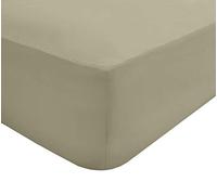 Sleepdown Drap-Housse uni Taupe en Percale de Coton 180 Fils au Pouce carré, Facile d'entretien, Poche Profonde de 25 cm, lit Simple, King Size