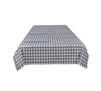 Sleepdown Nappe décorative 100 % Coton - Motif Vichy - pour Table à Manger - Résistante aux Taches - Gris - 137 x 229 cm