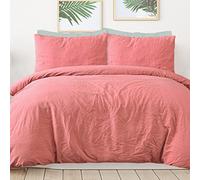 Sleepdown Parure de lit 100% Pur Coton uni avec Housse de Couette et taies d'oreiller - Douce et Facile d'entretien - Double (200 x 200 cm)