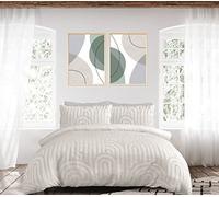 Sleepdown Parure de lit avec Housse de Couette et taies d'oreiller à Texture géométrique touffetée, Douce et Facile d'entretien, Couleur Champagne Naturel, King Size (230 x 220 cm)