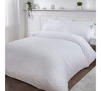 Sleepdown Parure de lit de Luxe touffetée avec Housse de Couette et taies d'oreiller - Motif géométrique Nordique - Facile d'entretien - King Size (230 x 220 cm)