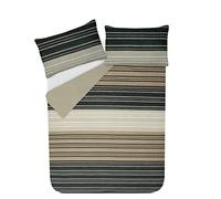 Sleepdown Parure de lit king size à rayures texturées marron. Design en coton super doux et facile d'entretien. Couvre-lit à rayures tendance. King Size 220 x 230 cm+2 taies d'oreiller assorties