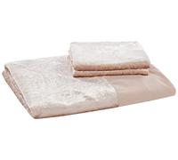 Sleepdown Parure de lit Luxueuse en Velours avec Housse de Couette et taies d'oreiller - 2 Places (200 x 200 cm) - Champagne
