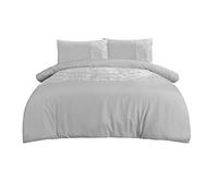 Sleepdown Parure de lit Luxueuse en Velours avec Housse de Couette et taies d'oreiller - Super King Size (260 x 230 cm) - Argenté