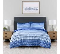 Sleepdown Parure de lit, Polycoton, Bleu Marine/Blanc, King