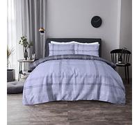 Sleepdown Parure de lit réversible avec Housse de Couette et taies d'oreiller - Motif gaufré - Gris - 200 x 200 cm
