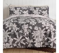 Sleepdown Parure de lit réversible avec Housse de Couette et taies d'oreiller Motif Singe Tropical Noir Super King Size (260 x 220 cm)