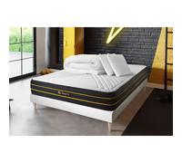 Pack matelas ULTRA 160x200 + sommier blanc + Couette + 2 oreillers