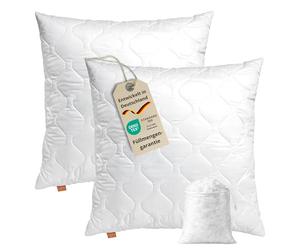 sleepling 191121 Lot de 2 Coussins Komfort 100, Oreiller décoratif, Coussin pour canapé, Lavable à 60 degrés, fabriqué en EU, Garantie de Remplissage, Garantie de Taille, 50 x 50 cm, Blanc