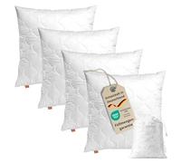 sleepling 191175 Lot de 4 Coussins Komfort 100, Oreiller décoratif, Coussin pour canapé, Lavable à 60 degrés, fabriqué en EU, Garantie de Remplissage, Garantie de Taille, 40 x 40 cm, Blanc