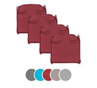 sleepling 193924 Lot de 4 Coussins de Chaise extérieur | Coussin de siège | 100% Microfibre | Fabriqué en UE | Sangles de Fixation | Housse Amovible et Lavable | 44 x 47 x 6 cm, Rouge