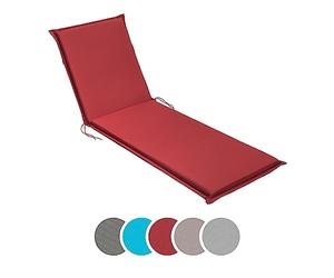 sleepling 193930 Coussin d'extérieur pour chaises Longues | Chaise de Jardin | Bain de Soleil | Fabriqué en UE | Bande de réglage | Housse Amovible et Lavable, 190 x 58 x 6 cm, Rouge