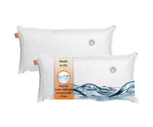 sleepling 194094 Lot de 2 oreillers d'eau | 100% Coton | Fabriqué dans l'UE | Lavable à 40 degrés | Certifié Ökotex | 50 x 70 cm, Blanc