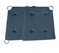 sleepling 194581 Lot de 2 Coussins de Chaise | Coussin de siège | pour intérieur et extérieur | 100% Coton | Made in EU | Tailles: 42 (Devant) 35 (derrière) x 40 x 5 cm, Bleu foncé