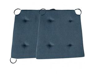 sleepling 194581 Lot de 2 Coussins de Chaise | Coussin de siège | pour intérieur et extérieur | 100% Coton | Made in EU | Tailles: 42 (Devant) 35 (derrière) x 40 x 5 cm, Bleu foncé