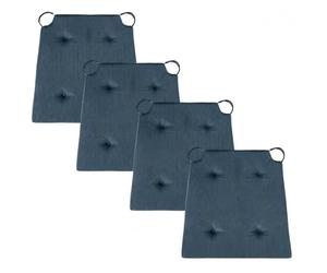sleepling 194582 Lot de 4 Coussins de Chaise | Coussin de siège | pour intérieur et extérieur | 100% Coton | Made in EU | Tailles: 42 (Devant) 35 (derrière) x 40 x 5 cm, Bleu foncé