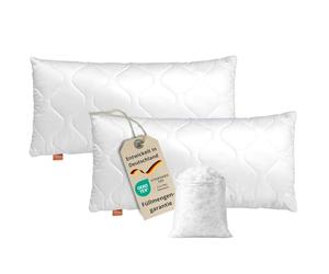 sleepling 196141 Lot de 2 oreillers Komfort 100, Oeko-Tex, Lavable à 60 degrés, Made in EU, Garantie de Remplissage, Garantie de Taille, 50 x 75 cm, Blanc