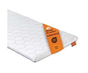sleepling 196470 surmatelas en Mousse Confort | Ferme et Durable | Fabriqué en UE | Oekotex 100 | Housse Amovible et Lavable | 90 x 190 x 6 cm, Blanc