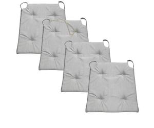 sleepling 196502 Lot de 4 Coussins de Chaise | Coussin de siège | pour intérieur et extérieur | 100% Microfibre | Made in EU | Tailles: 42 (Devant) 35 (derrière) x 40 x 5 cm, Gris Clair