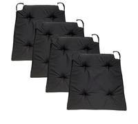 sleepling 196503 Lot de 4 Coussins de Chaise | Coussin de siège | pour intérieur et extérieur | 100% Microfibre | Made in EU | Tailles: 42 (Devant) 35 (derrière) x 40 x 5 cm, Noir