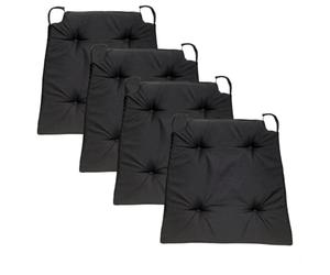 sleepling 196503 Lot de 4 Coussins de Chaise | Coussin de siège | pour intérieur et extérieur | 100% Microfibre | Made in EU | Tailles: 42 (Devant) 35 (derrière) x 40 x 5 cm, Noir