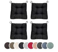 sleepling 196507 Lot de 4 Coussins de Chaise | Coussin de siège | pour intérieur et extérieur | 100% Coton | Made in EU | Tailles: 40 (Devant) 35 (derrière) x 38 x 7 cm, Noir