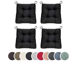 sleepling 196507 Lot de 4 Coussins de Chaise | Coussin de siège | pour intérieur et extérieur | 100% Coton | Made in EU | Tailles: 40 (Devant) 35 (derrière) x 38 x 7 cm, Noir