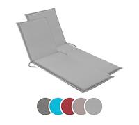 sleepling 197230 Lot de 2 Coussins d'extérieur pour chaises Longues | Chaise de Jardin | Bain de Soleil | Fabriqué en UE | Bande de réglage | Housse Amovible et Lavable, 190 x 58 x 6 cm, Argent