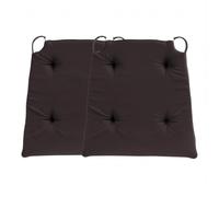 sleepling 197570 Lot de 2 Coussins de Chaise | Coussin de siège | pour intérieur et extérieur | 100% Coton | Made in EU | Tailles: 42 (Devant) 35 (derrière) x 40 x 5 cm, Marron