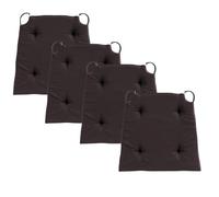 sleepling 197573 Lot de 4 Coussins de Chaise | Coussin de siège | pour intérieur et extérieur | 100% Coton | Made in EU | Tailles: 42 (Devant) 35 (derrière) x 40 x 5 cm, Marron