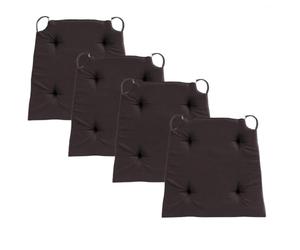 sleepling 197573 Lot de 4 Coussins de Chaise | Coussin de siège | pour intérieur et extérieur | 100% Coton | Made in EU | Tailles: 42 (Devant) 35 (derrière) x 40 x 5 cm, Marron