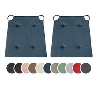 sleepling Basic10 lot de 2 coussins de chaise 42/35 x 40 x 5 cm coton mousse confort Bleu foncé intérieur/extérieur
