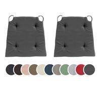 sleepling Basic10 lot de 2 coussins de chaise 42/35 x 40 x 5 cm coton mousse confort Gris foncé intérieur/extérieur