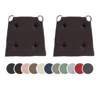 sleepling Basic10 lot de 2 coussins de chaise 42/35 x 40 x 5 cm coton mousse confort Marron intérieur/extérieur lavables 30 °C
