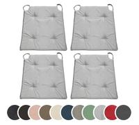 sleepling Basic10 lot de 4 coussins de chaise 42/35 x 40 x 5 cm coton mousse confort Argent intérieur/extérieur lavables 30 °C
