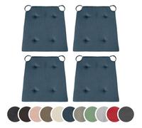 sleepling Basic10 lot de 4 coussins de chaise 42/35 x 40 x 5 cm coton mousse confort Bleu foncé intérieur/extérieur