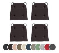 sleepling Basic10 lot de 4 coussins de chaise 42/35 x 40 x 5 cm coton mousse confort Marron intérieur/extérieur lavables 30 °C