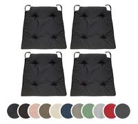 sleepling Basic10 lot de 4 coussins de chaise 42/35 x 40 x 5 cm mousse confort coton Noir intérieur/extérieur lavables 30 °C